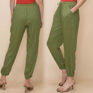 Women's Green Casual Linen Pants